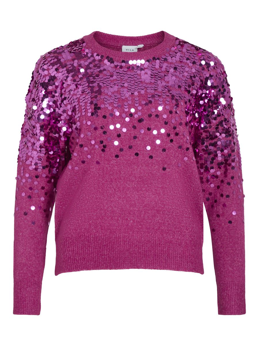 VILA VISIQUIN O NECK KNIT TOP FUCHSA