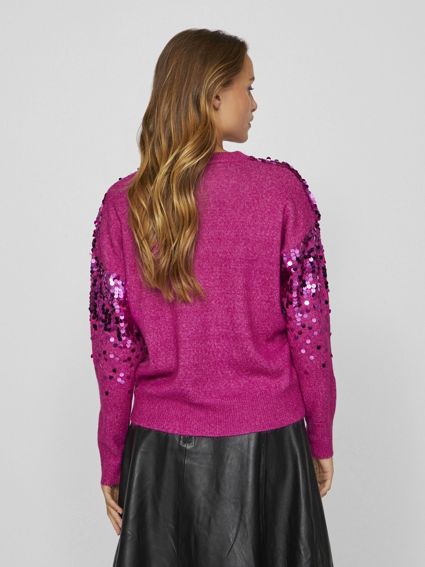 VILA VISIQUIN O NECK KNIT TOP FUCHSA