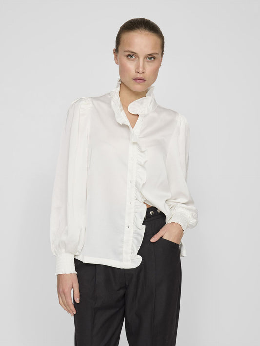 VILA LUTTO FRILL SHIRT CREME