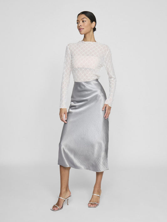 VILA DINNIE SILVER MIDI SKIRT