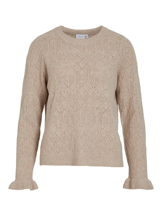 VILA JACIA O NECK KNIT NATURAL MELANGE