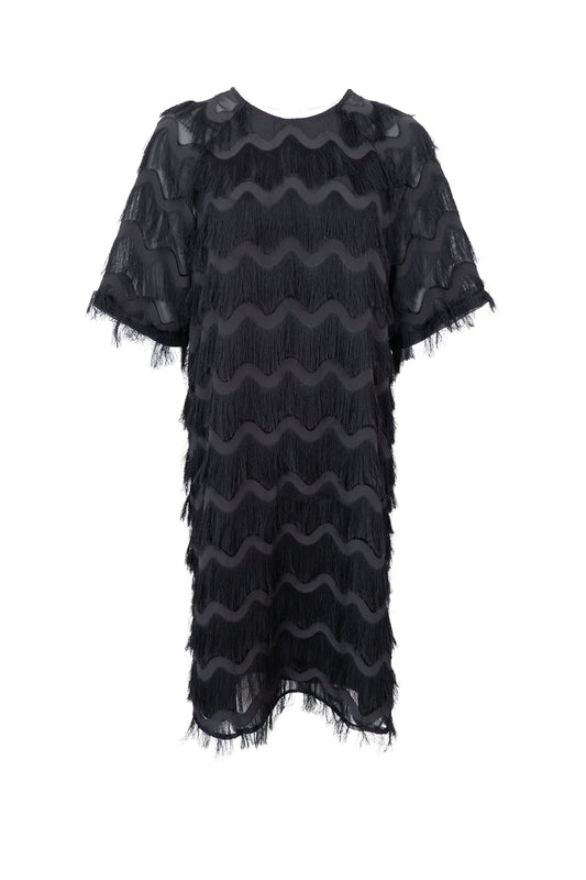 BLACK COLOUR GATSBY DRESS BLACK