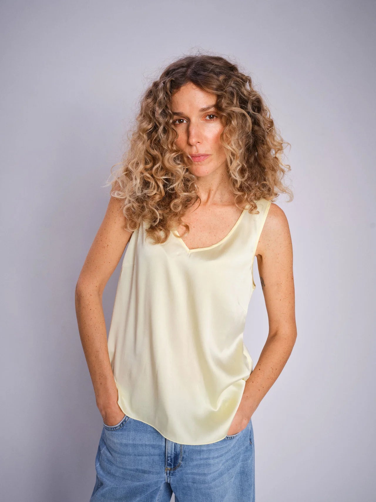 MOS MOSH ASTRID V-NECK SILK  TOP FR