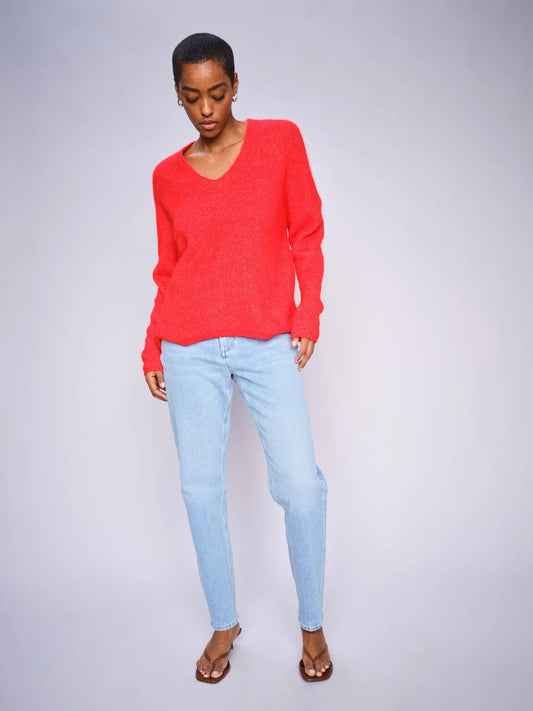 MMTHORA V-NECK KNIT CHINESE RED