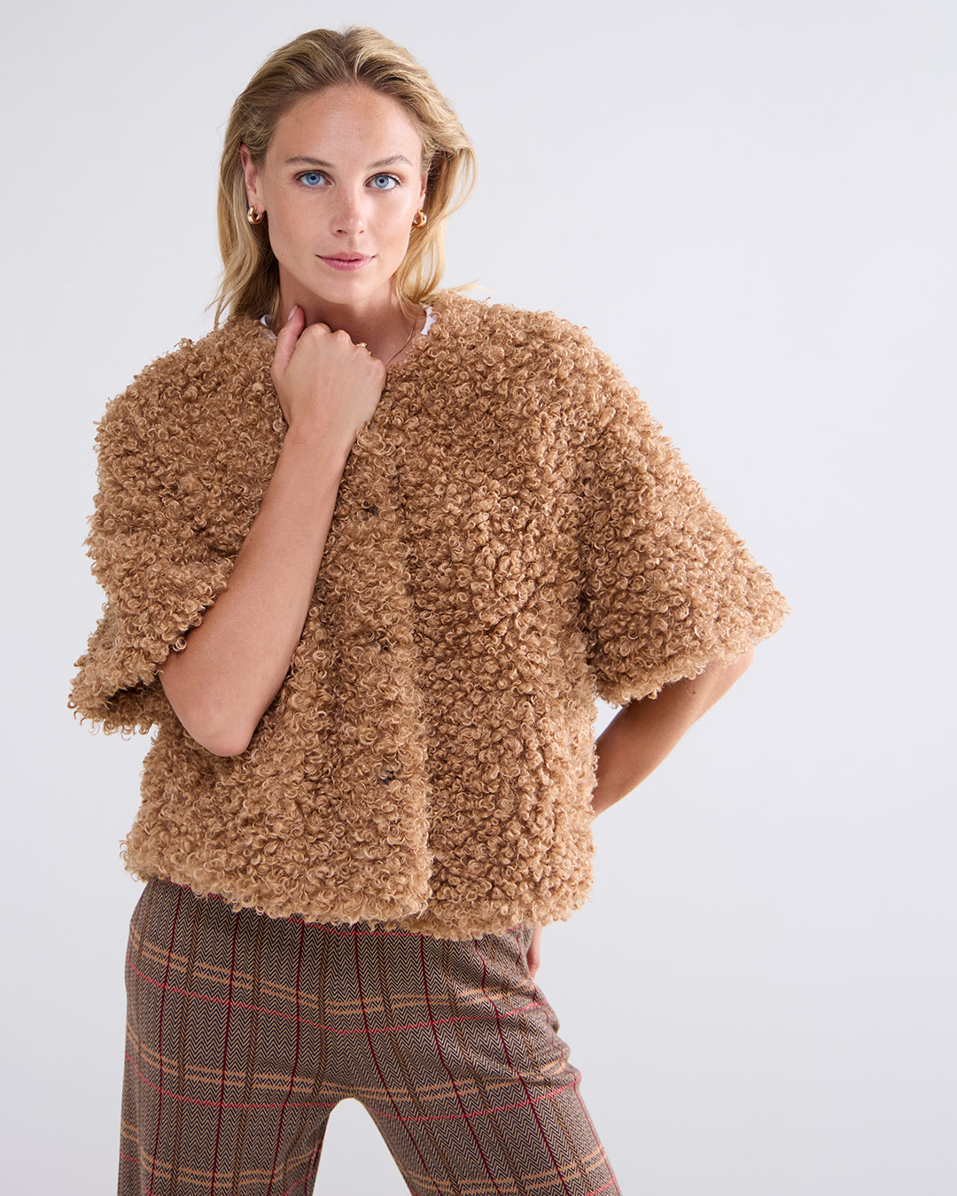 Summum Sweater Jacket Faux Fur Coff