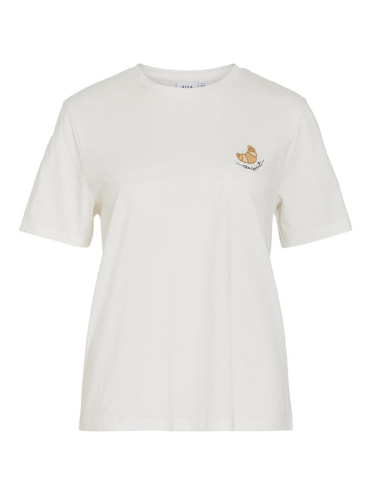 VILA SYBIL O NECK TEE SNOW WHITE