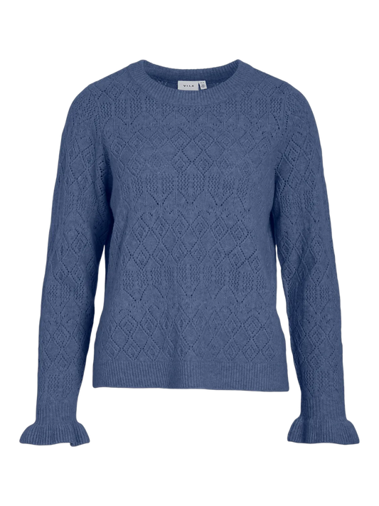 VILA JACIA O NECK KNIT BLUE